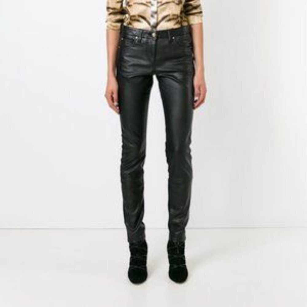 Roberto Cavalli Black Wax Coated Skinny Jeans